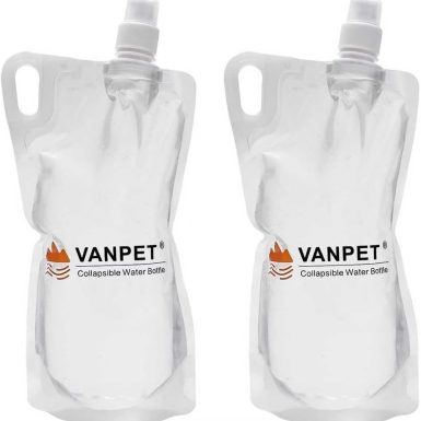 1L Hiking Collapsible Water Bottles, 33OZ BPA-Free Plastic Flasks, Reusable Drink Bags, Foldable Backpacking Water Bottle for Travel Camping Hiking (2-Pack)